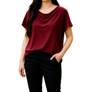 En Royal Off-the-shoulder Drape-neck Top